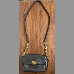 Coach Black Campbell Turnlock Leather Crossbody Camera Bag Chain Strap F24843